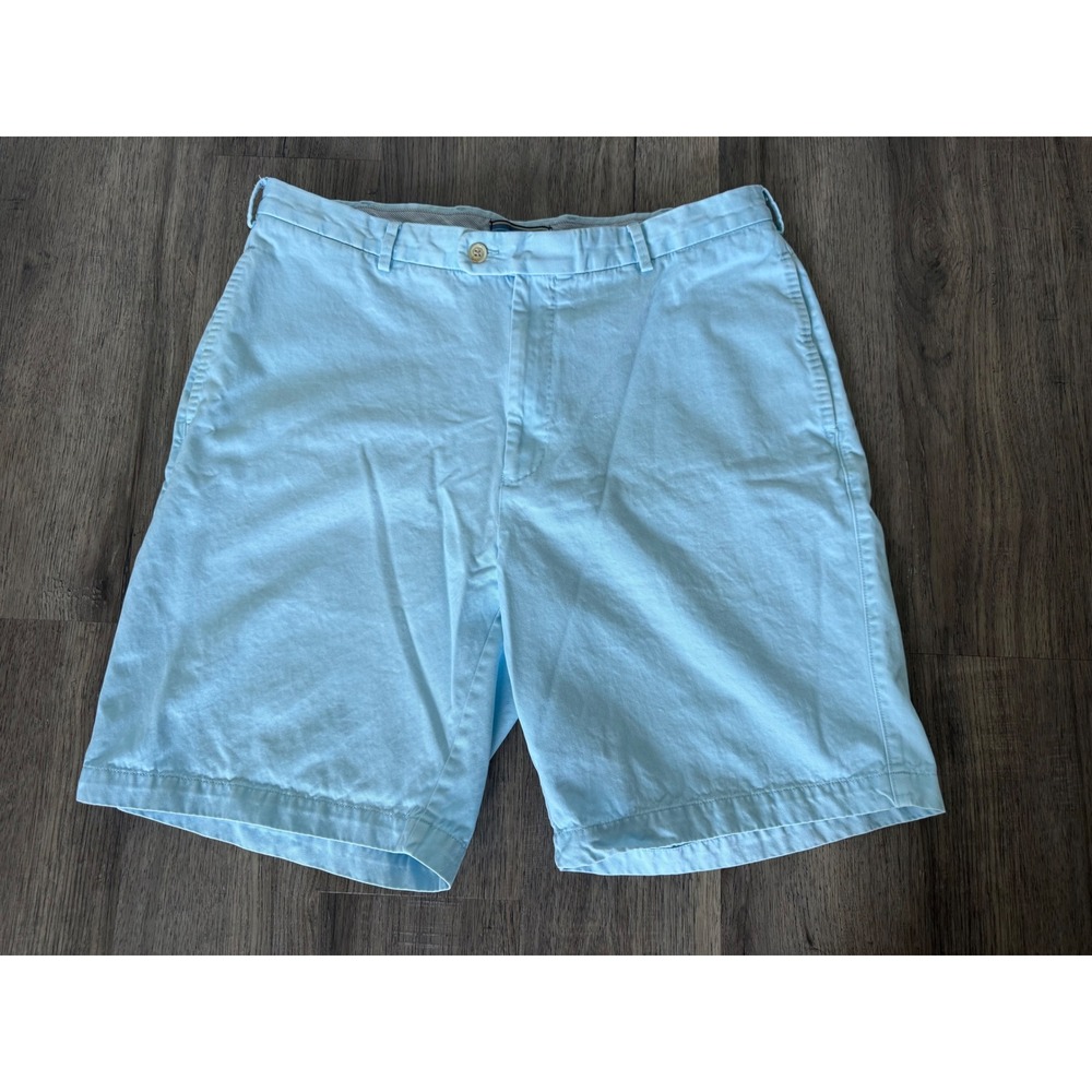 Peter Millar Mens 36 Light Blue Pima Cotton Flat Front‎ Chino Golf Shorts Peru